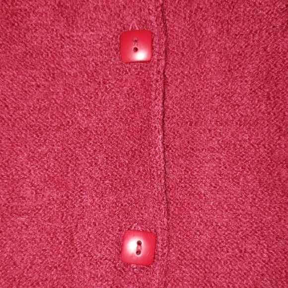 Red Wool Sweater. Wool Cardigan. Red Buttons Warm - Picture 4 of 8